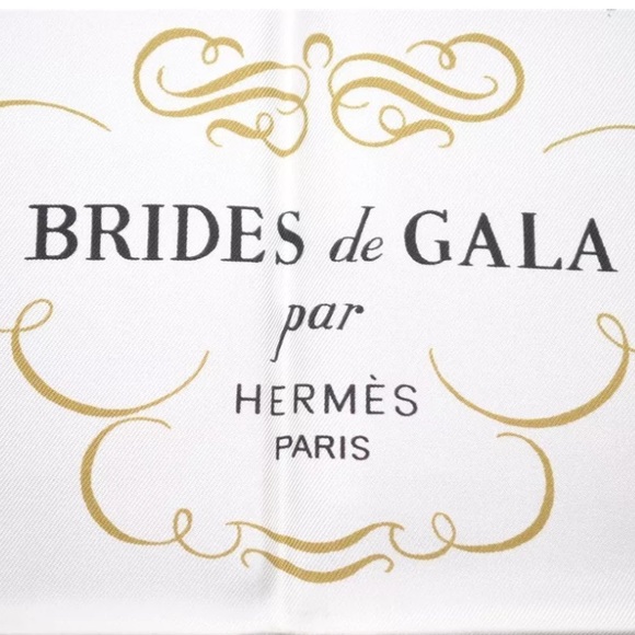 HERMES Carre 90 Scarf "BRIDES de GALA par" Silk Pink and White Authentic - Picture 6 of 12